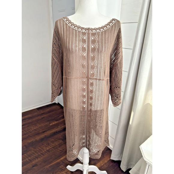 Slobe Iena Dress Womens Large Brown Coverup Beach Vacation Knit Bohemian Boho‎ - Picture 1 of 8